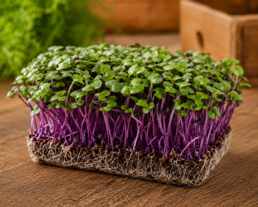 Fresh Kohlrabi Microgreens from Ekobound. Mildly sweet, crisp, and sustainably grown. Harvested fresh and delivered across Bangalore,  Karnataka, India. Perfect for salads, wraps, sandwiches, smoothies, grain bowls, and gourmet garnishes.
